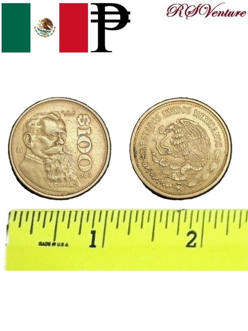 Vintage 1985 Mexican Coin 100 Pesos